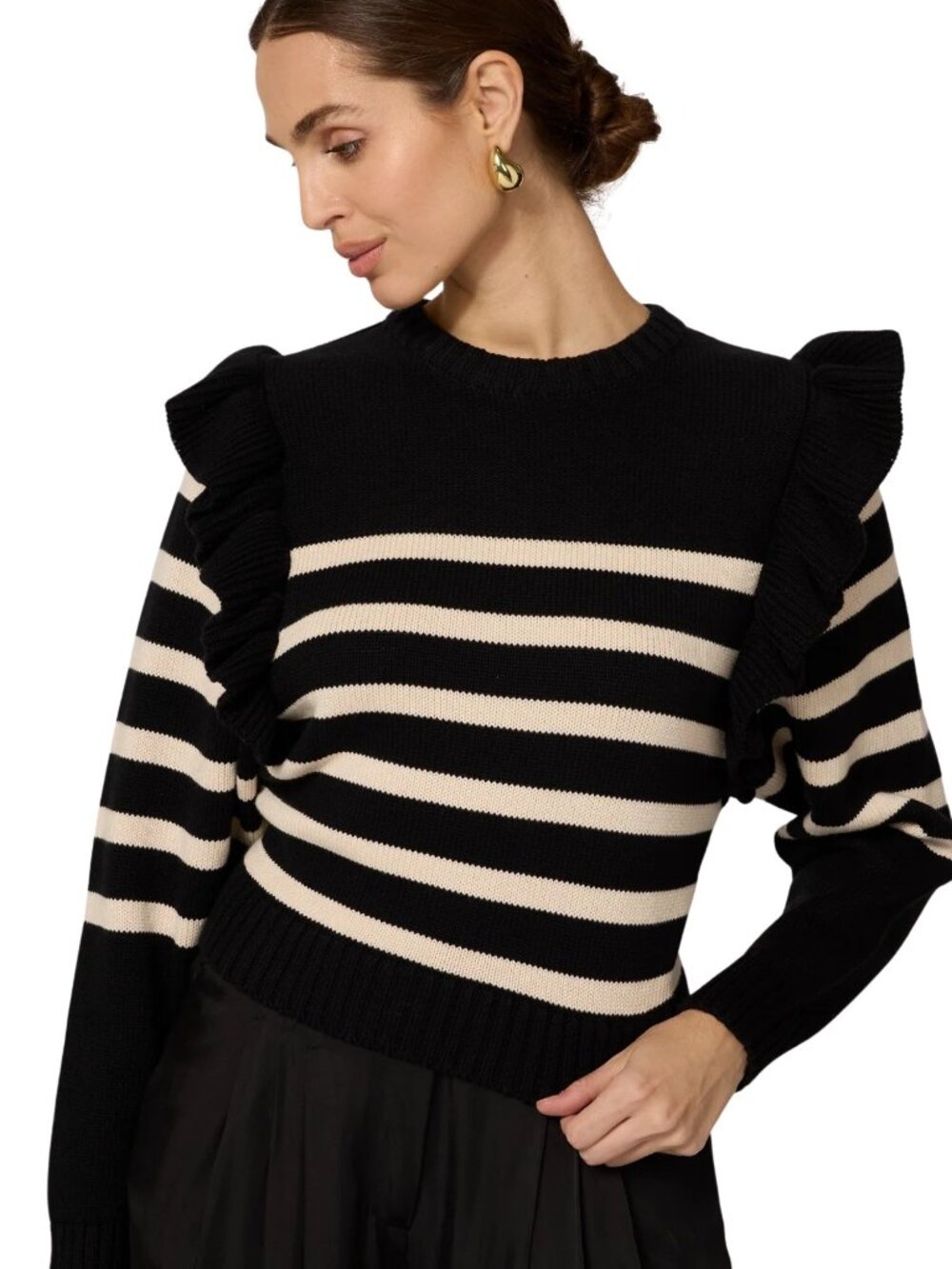 Cleobella Blair Sweater | Organic Cotton | Black Ivory | NWT | Size S
